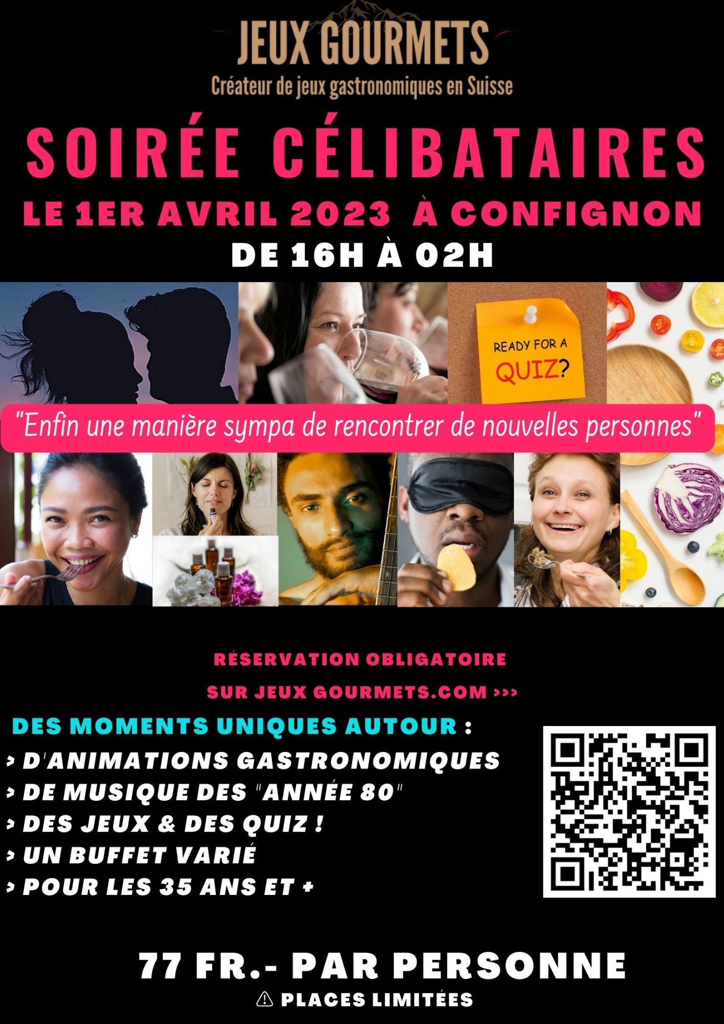 soirée célibataire 1er avril 2023 I Jeux gourmets I Suisse